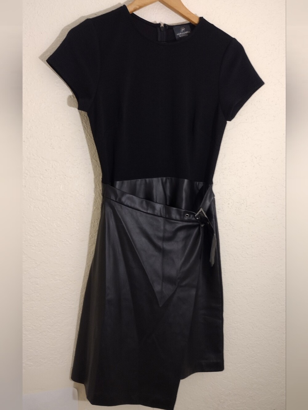Adrianna Papell Ponte Faux Leather Dress, Black - Picture 8 of 12